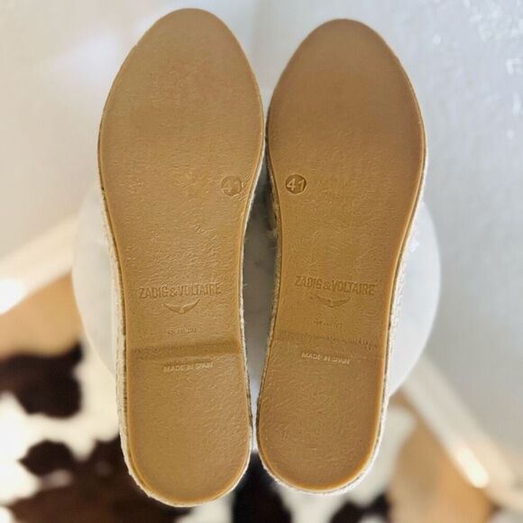 Zadig & Voltaire Canvas Espadrille Slip on Flat, Cream/Black, Size 11, NWOT - Picture 8 of 16